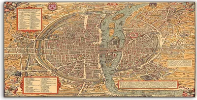 Produktbild von Coloray - Glasbild - 120x60 cm - Wandbild - Glasbilder - Foto Kunstdruck Karte von Paris Vintage