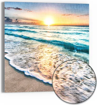Produktbild von DEQORI Hybrid Leinwand Bild 50x50 cm 'Küste im Morgenlicht' Wandbild Glas flach modern