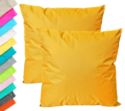 Produktbild von 2x Outdoor Lounge Kissen 45x45cm Dekokissen Set Inkl. Füllung Wasserfest Sitzkissen Garten Stuhl Lotus Effekt, Farbe:Gold