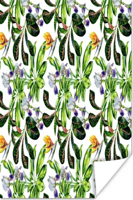 Produktbild von MuchoWow® Poster Paradiesvogelpflanze - Blumen - Muster 120x180 cm - Kunstposter