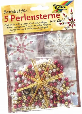 Image de folia Perlensterne-Set, 340-teilig, rot / gold / perlweiá