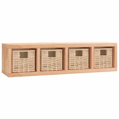 Zdjęcie produktu dla Półka Ścienna Z Koszami, 62X18X16 Cm, Lite Drewno Orzechowe Lumarko!