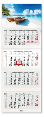 Produktbild von Wandkalender 4 Monate 2027, 33 x 90 cm, Jahresübersicht für die Wand