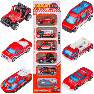 Produktbild von DK Feuerwehr Spielzeugauto Set für Kinder, 6 Fahrzeuge