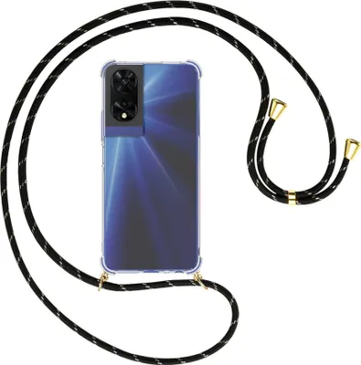 Produktbild von Handykette Backcover-Schutzhülle mit Band (Metall goldfarben) für TCL 505 4G - schwarz/gold