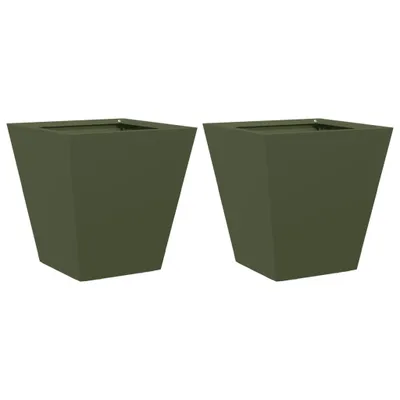 Produktbild von Pflanzkübel 2 Stk. Olivgrün 30x30x30 Stahl