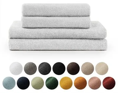 Obrázok produktu pre Sada 4 kvalitných ručníkov Unyqoos® – 2x 70×140 cm a 2x 50×100 cm, 100% bavlna, ultra jemná a vysoko savá, Oeko-Tex, s pútkom na zavesenie