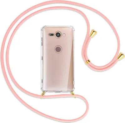 Produktbild von Handykette Backcover-Schutzhülle mit Band (Metall goldfarben) für Sony Xperia XZ2 Compact - rosa
