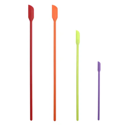 Produktbild von 4pcs/Set Silicon Spatel weich flexibler tragbares Langgriff kleiner Schaber Küchengericht-Mehrfarbig