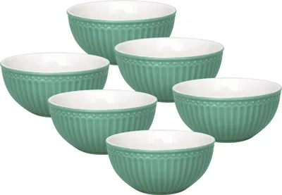 Produktbild von Greengate Alice Müslischale dusty green 14 cm Set6