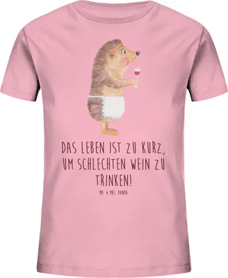 Produktbild von Mr. & Mrs. Panda Kleinkinder T-Shirt Igel Wein 12-14 Jahre (152/164) - Baumwolle Pink - Geschenk, Weißwein, Teenager, Organic Kinder, Jungen, Kindershirt, Spruch, Weinglas