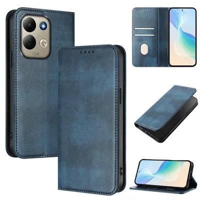 Produktbild von Handyhülle für Xiaomi Redmi 17 4G/5G, Vintage Leder RFID Schutz Kartenfach Standfunktion Magnetische Klapphülle Blau