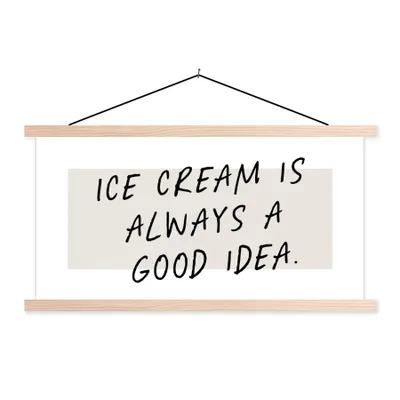 Produktbild von MuchoWow® Textilposter Sprichwörter - Eiscreme ist immer eine gute Idee - Zitate 60x30 cm mit holzfarbenen Rahmen - Dekoration