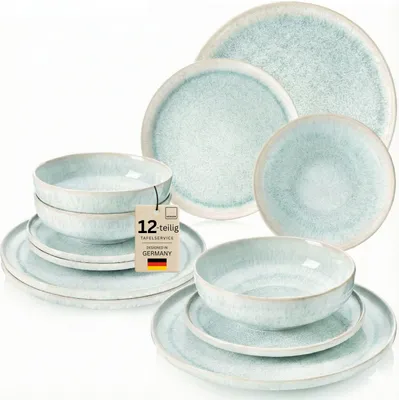 Produktbild von SÄNGER Steingut Geschirrset Korfu, Tafelservice 12 teilig für 4 Personen