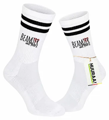 Produktbild von Huuraa Uni Socken Beamter mit Herz 37/41 Black Baumwolle Tennissocken Geschenkidee