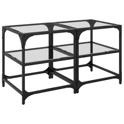 Immagine prodotto di vidaXL Tavolini con piano in vetro 2 pz. Trasparente 40x40x45cm Acciaio