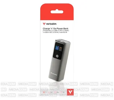Obrázek produktu pro Verbatim 32269, 27000 mAh, Lithium-ion (Li-ion), Power Delivery 3.1, Quick Charge 3.0, 3,7 V, 183 W, Šedá