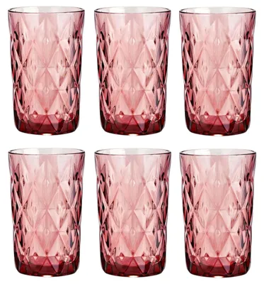 Immagine prodotto di Omgoods - Set vintage di 6 bicchieri da vino colorati con decorazioni in rilievo