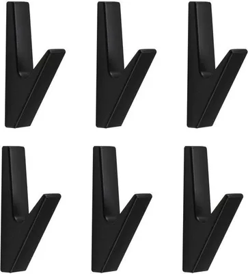 Immagine prodotto di Uniqoos® Set di 6 ganci a muro neri in lega di zinco – resistenti alla ruggine e impermeabili, con viti nascoste, ganci robusti per appendiabiti adatti per ingresso, bagno e cucina