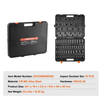 Produktbild von Schlagschraubensatz, 59 Teile, CR-Mo Legierungsstahl, 59PCS