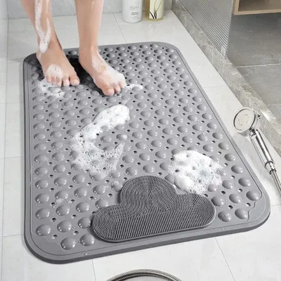 Image de Tapis de douche antidérapants avec ventouses, 80 x 80 cm, gris