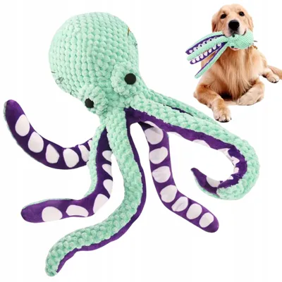 Produktbild von Hundespielzeug Oktopus Maskottchen quietschend raschelnd lange Tentakel