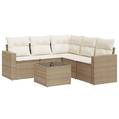 Immagine prodotto di Set Divano da Giardino 6 pz con Cuscini Beige in Polyrattan