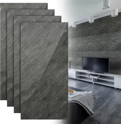 Produktbild von Vigevee Wandpaneele 120×60 cm, steingrau, Verbundwerkstoff – 8er-Set, wasserfest