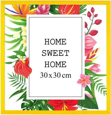 Obrázok produktu pre MG Design obrazový rám 30 x 30 cm - farba žltá, z dreva, s akrylovým sklom - na vertikálne alebo horizontálne zavesenie, bez pozadia, na fotografie