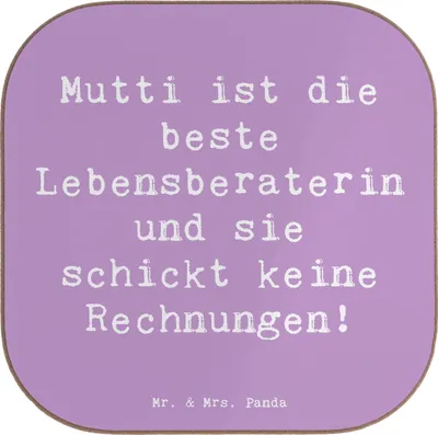 Produktbild von Mr. & Mrs. Panda Untersetzer für Gläser Spruch Mama Ratschläge - Lavendeltraum - Geschenk, Freude, herzerwärmende Sprüche, Lebensberaterin, Unterstützung, Mutterliebe