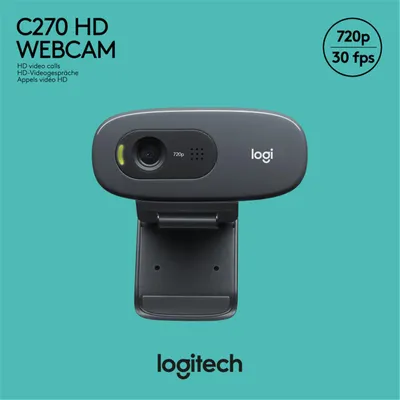 Produktbild von Logitech C270 HD, 3 MP, 1280 x 720 Pixel, 30 fps, 720p, 55°, USB