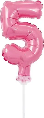 Produktbild von Folienballon für Torte, Zahl 5, rosa, 1 Stk.