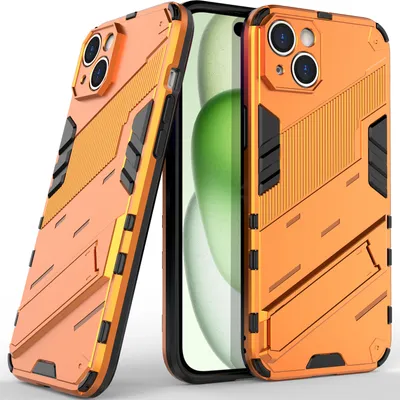 Produktbild von Armor Hülle für iPhone 15, Hybrid PC TPU Bumper Stoßfestes Schutzhülle mit Standfunktion Weiß
