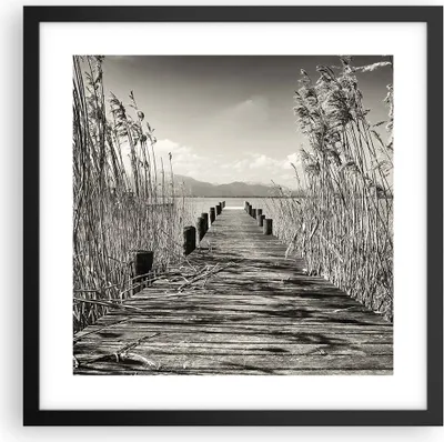 Produktbild von Gerahmtes Poster - Schwarzer Rahmen - Brücke Pier Sepia - 40x40 cm - Wand Bild - Wanddeko - Wandbilder - Kunstposter - Wandposter - Bilderrahmen - Bilder - Kunstdruck - P2BAC40x40-4928