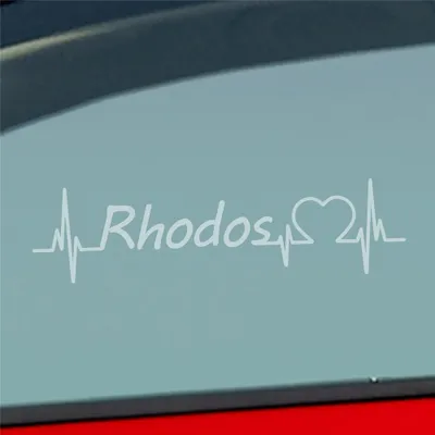 Produktbild von Auto Aufkleber Rhodos Puls Herzschlag mit Insel Motiv 19x5 cm Milchglas Sticker Heckscheibenaufkleber
