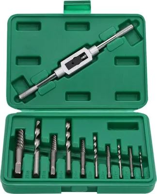 Produktbild von Schraubenausdreher/Bohrer-Set, 11-teilig, Werkzeug-Set mit Gewindebohrer und Aufbewahrungskoffer