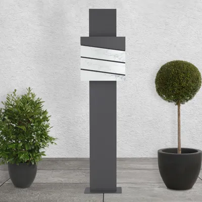 Obrázek produktu pro Poštovní schránka ML-Design s přihrádkou na noviny, 37x37x11 cm, antracitový/mramorový vzhled, včetně stojanu