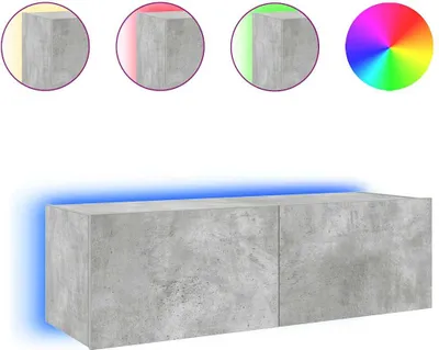 Produktbild von vidaXL TV-Wandschrank mit LED-Leuchten Betongrau 100x35x31 cm