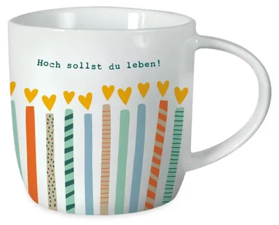 Porzellanbecher mit Spruch 300 ml Hochsollst du leben