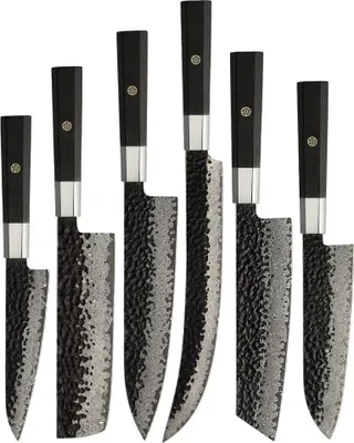 Produktbild von Set Damast Küchenmesser Yunoka – Eleganz in Braun für anspruchsvolle Köche KP37442
