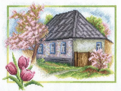 Produktbild von Panna Kreuzstichset "Frühling im Dorf" 26x20cm, Zählmuster