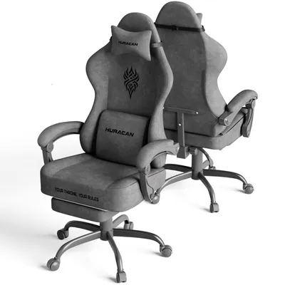 Produktbild von Arvioo Gaming Stuhl Ergonomischer Gaming Sessel Schreibtischstuhl mit Massage-Lendenkissen, Atmungsaktiver Samtstoff, Ideal Für Lange Gaming, Grau