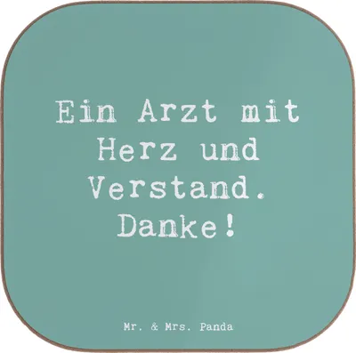 Produktbild von Mr. & Mrs. Panda Untersetzer für Gläser Spruch Arzt mit Herz - Meeresbrise - Geschenk, Unterstützung, Coaster, medizinische Berufe, Tischuntersetzer, Pflege, Danke sagen