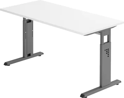 Produktbild von bümö Schreibtisch Serie-O (Mini) - Nachbildung: Weiß, Gestell: Graphit, Größe:  140 x 67,2 cm