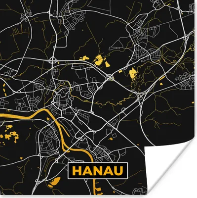 Produktbild von MuchoWow® Poster Hanau - Stadtplan - Gold - Karte - Deutschland 100x100 cm - Babyzimmer