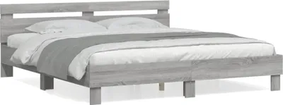 Produktbild von vidaXL Bettgestell mit Kopfteil Grau Sonoma 180x200 cm Holzwerkstoff