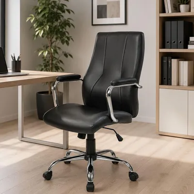 Produktbild von Bürostuhl Dfarin, Chefsessel mit Armlehnen, Ergonomischer Bürostuhl, 64x58h101/111 cm, Schwarz