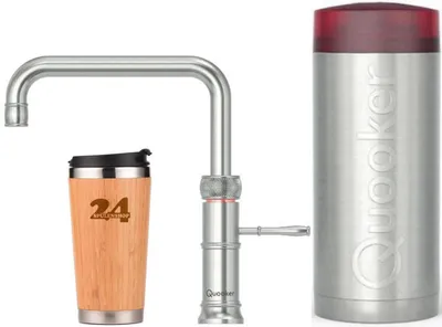 Produktbild von »QUOOKER CLASSIC FUSION Square COMBI+ B Edelstahl & 100°C Armatur (22+CFSRVS)« (2-St) Spültischmischer mit 100°C Kochendwasserfunktion
