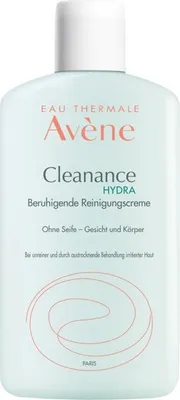 Produktbild von Avene Cleanance HYDRA, Reinigungscreme, Frauen, trockene Haut, Problemhaut, Empflindliche Haut, Anti-Akne, Reinigend, Feuchtigkeitsspendend, Nährend, Beruhigend, Soja, Flasche