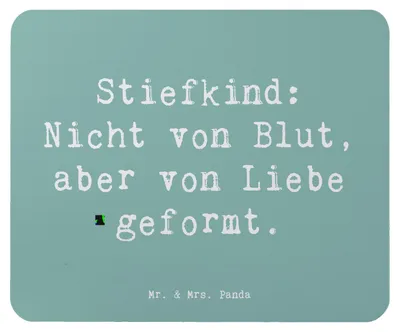 Produktbild von Mr. & Mrs. Panda Mouse Pad Spruch Stiefkind von Liebe - Meeresbrise - Geschenk, pc mausunterlage, Mauspad, Familienbindung, handgemacht, in der Familie, mousematte